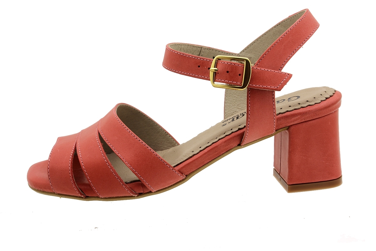 Sandalia Tacón Piel Coral 1493