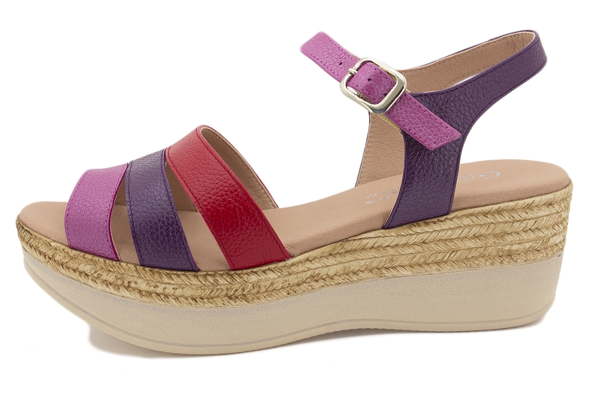 Sandalia Tacón Piel Coral 1493