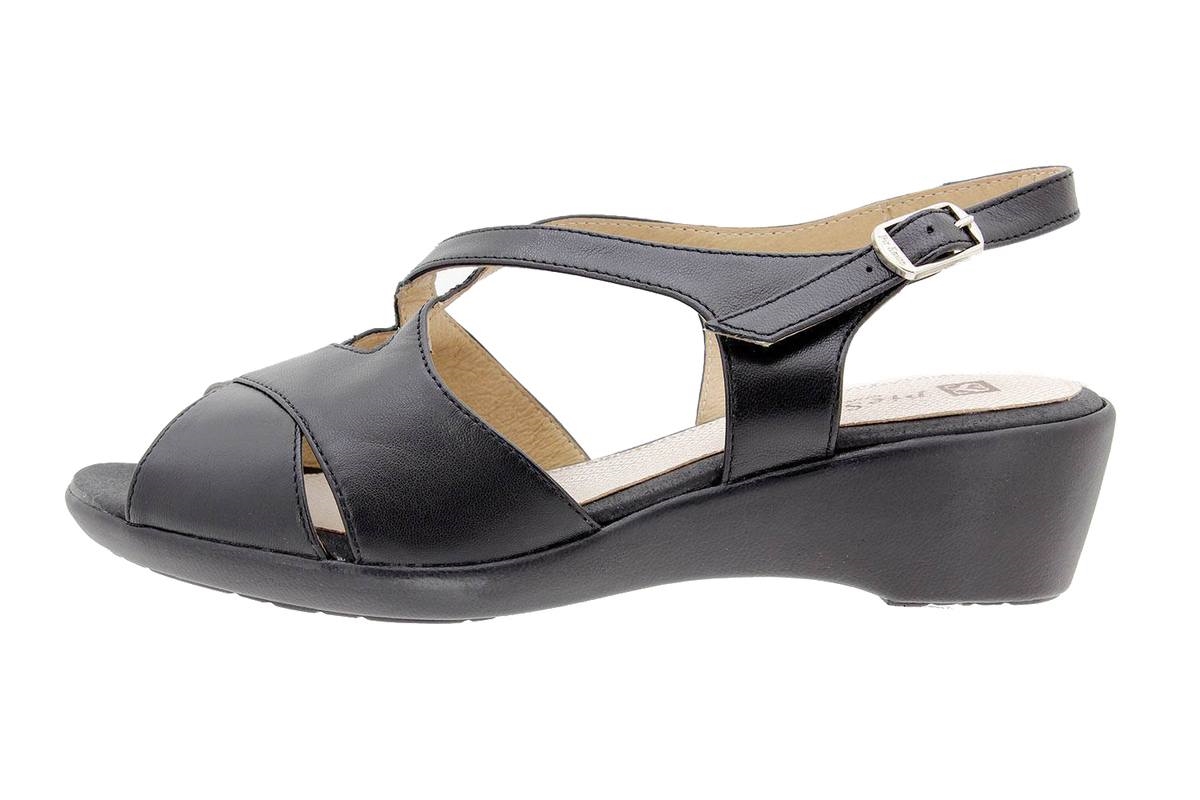 Sandalia Cuña Piel Negro 1553