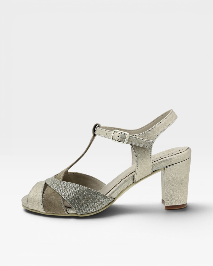 Sandalia Tacón Metal Platino 180258