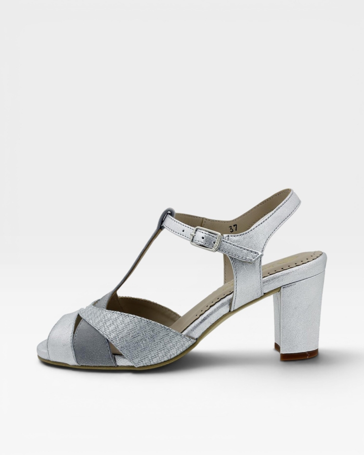 Sandalia Tacón Metal Plata 180258