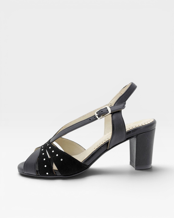Sandalia Tacón Metal Negro 180260