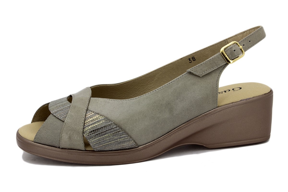 Sandalia Cuña Charol Taupe 180551