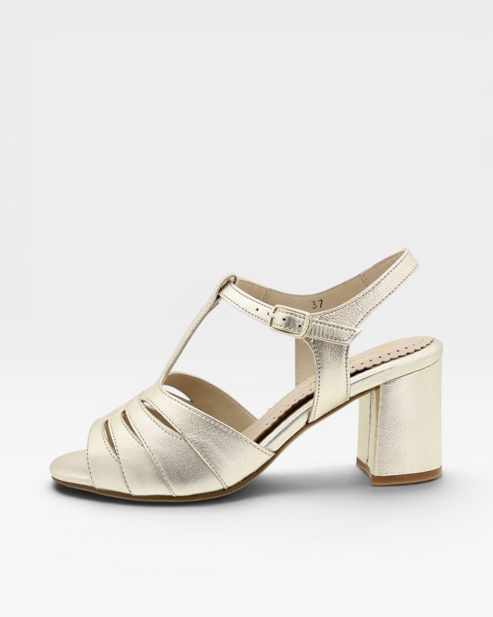 Sandalia Tacón Metal Platino 190258
