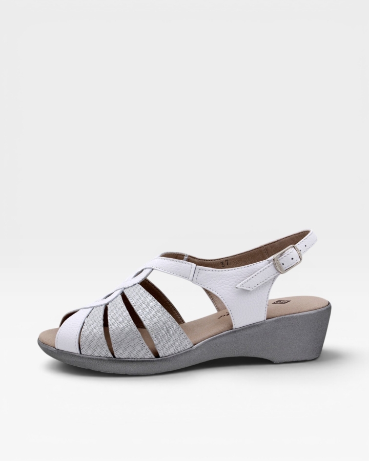 Sandalia Cuña Piel Blanco 190392