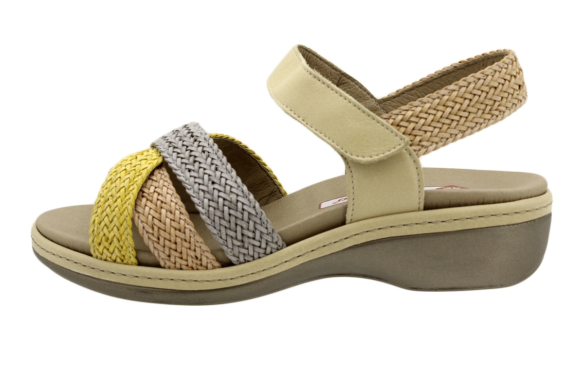 Sandalia Plantilla Extraíble Trenzado Lemon-Beig-Perla 190809