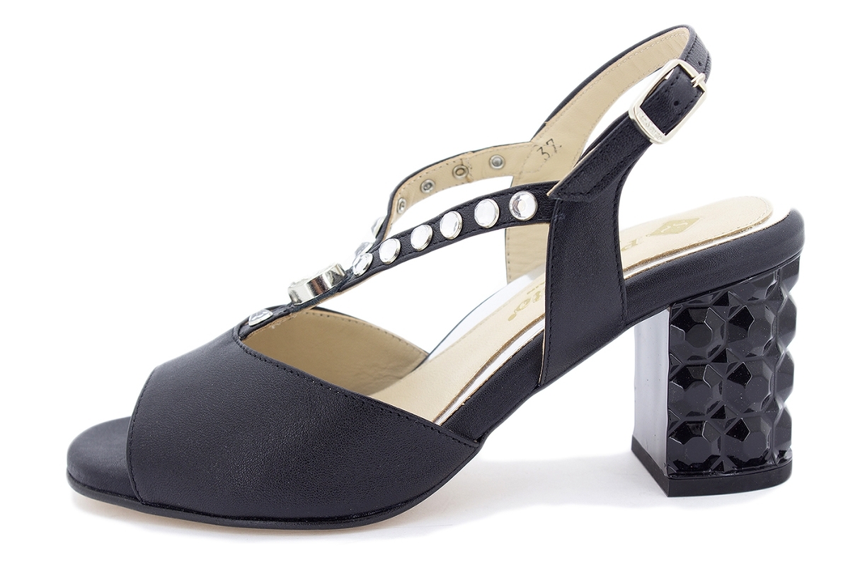 Sandalia Tacón Metal Negro 200256