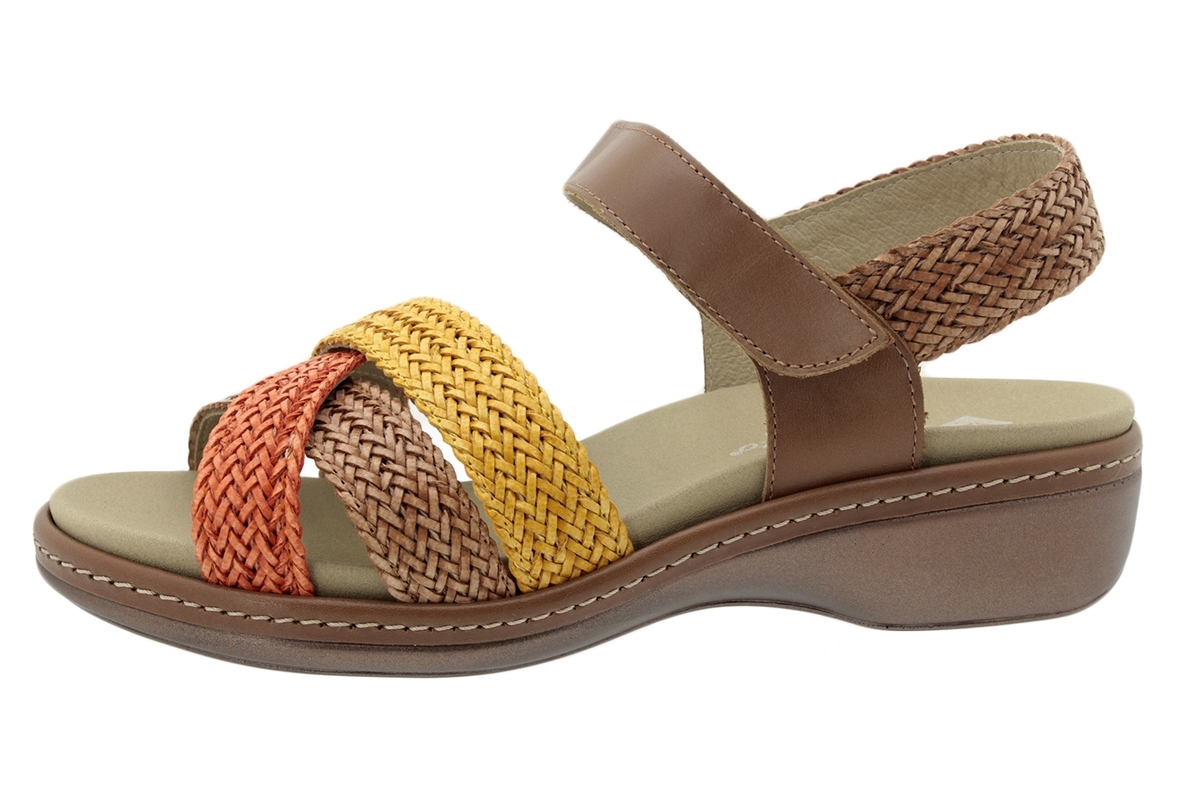Sandalia Plantilla Extraíble Trenzado Naranja-Camel-Amarillo 200809