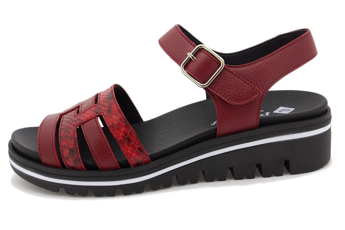 Sandalia Plantilla Extraíble Piel Rojo 210777