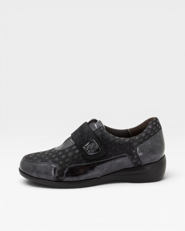 Zapato Elástico Charol Carbón 215578