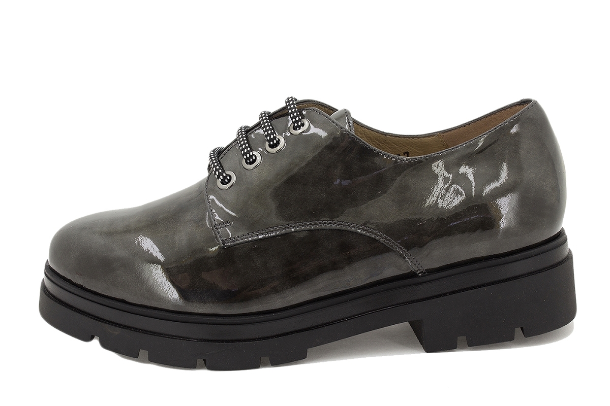 Zapato Cordón Charol Gris 215675