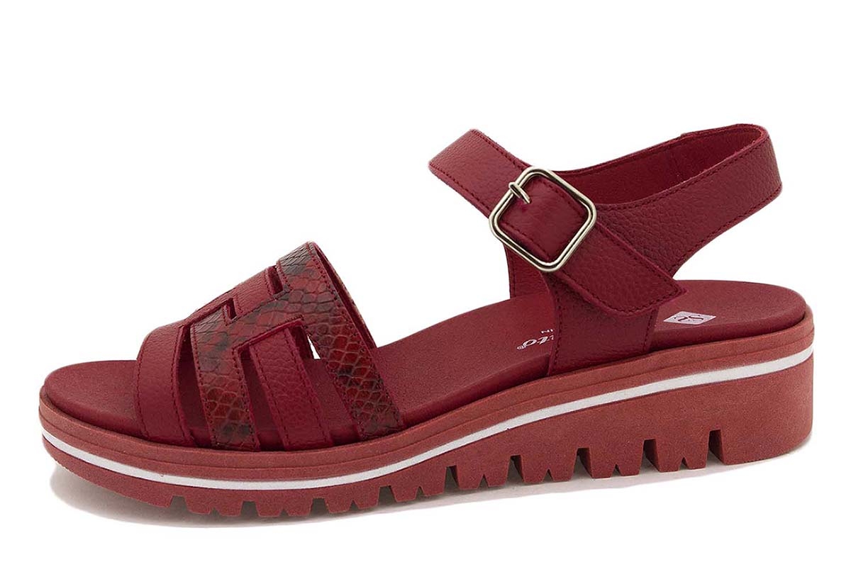 Sandalia Plantilla Extraíble Piel Rojo 220777