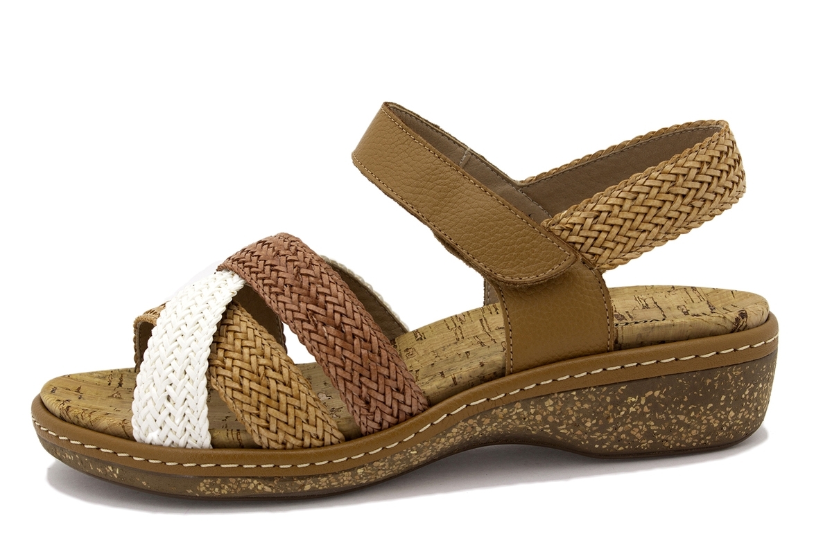 Sandalia Plantilla Extraíble Trenzado Blanco-Tan-Ginger 220809