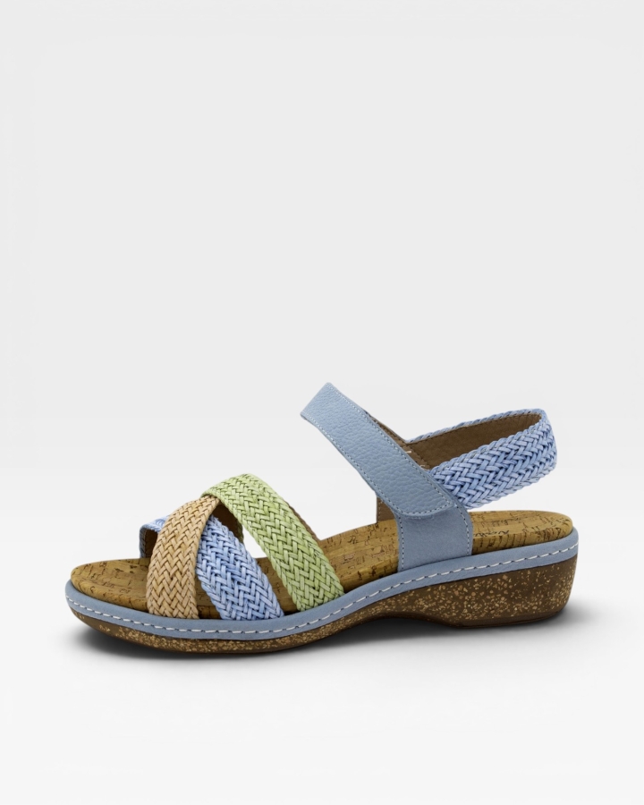 Sandalia Plantilla Extraíble Trenzado Camel-Sky-Mint 220809