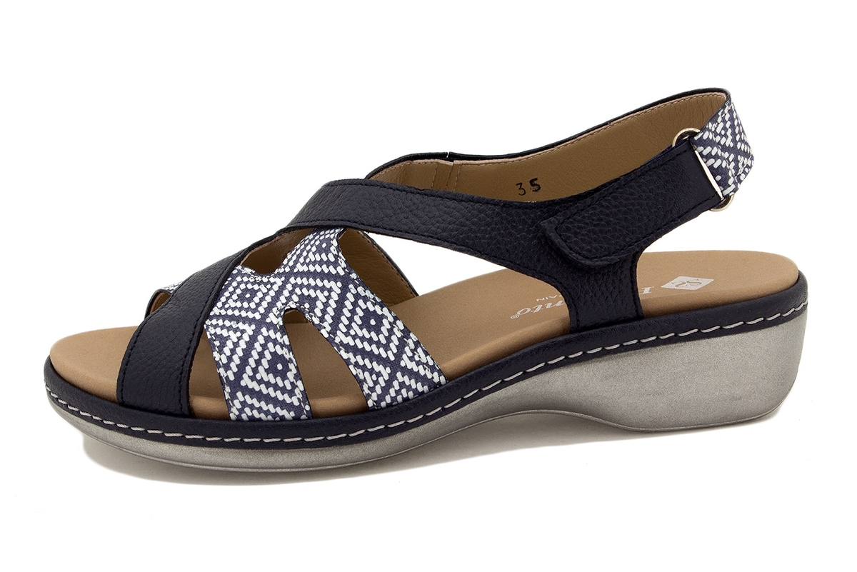 Removable Insole Sandal Blue Leather 220813