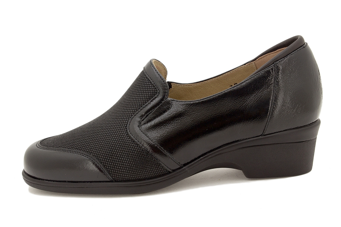 Zapato Elástico Charol Negro 225614
