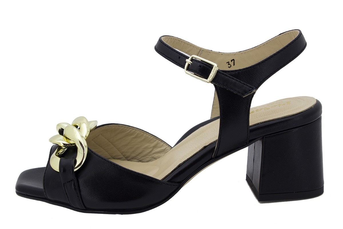 Sandalia Tacón Piel Negro 230253