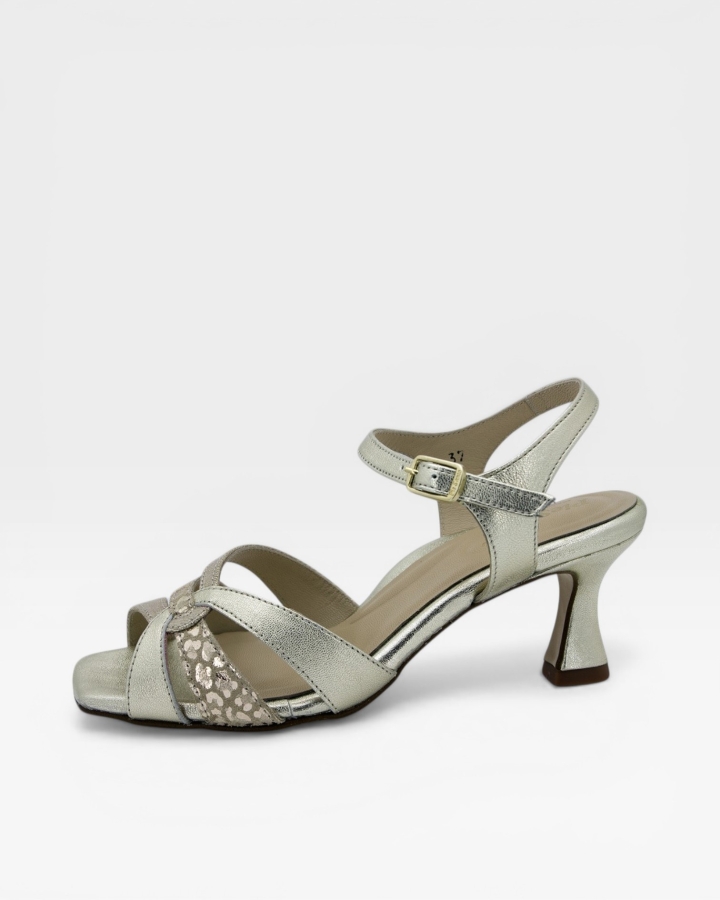 Sandalia Tacón Metal Platino 230267