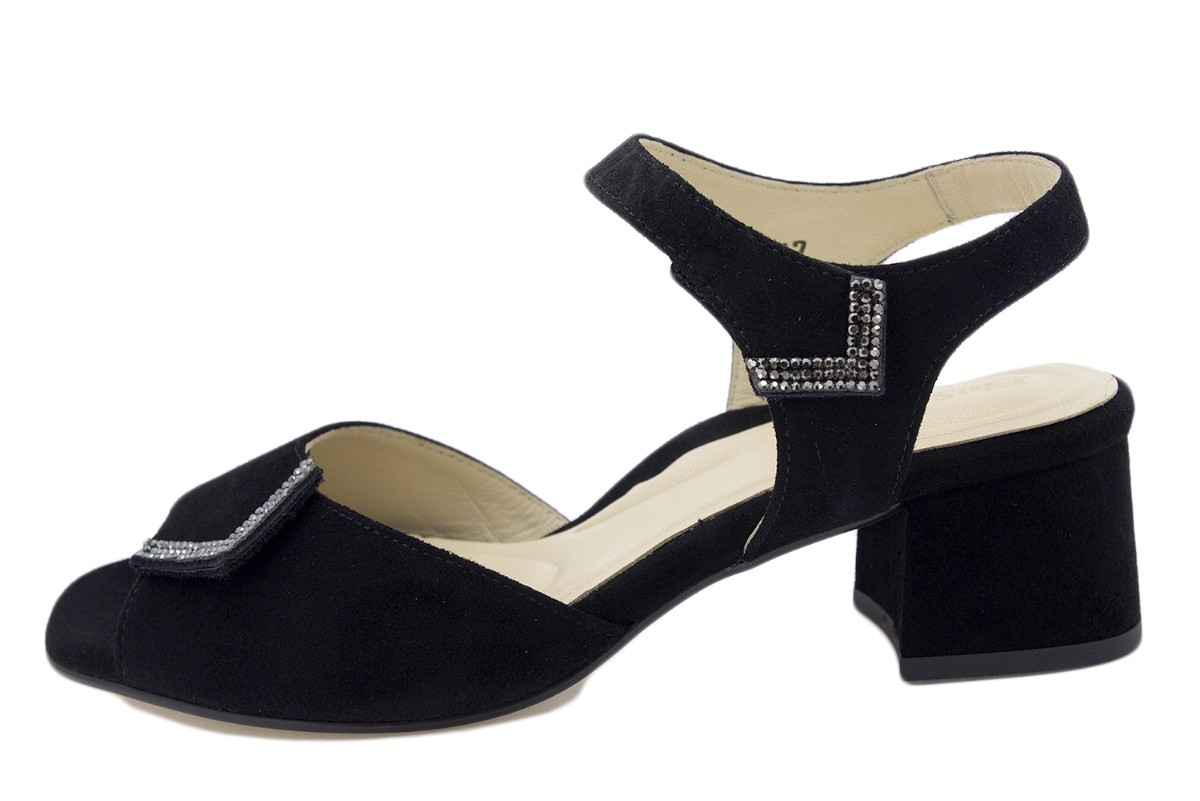 Sandalia Tacón Ante Negro 230288