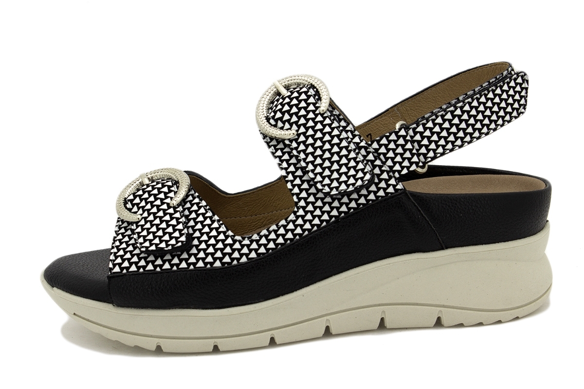 Sandalia Plantilla Extraíble Estampado Negro 230415