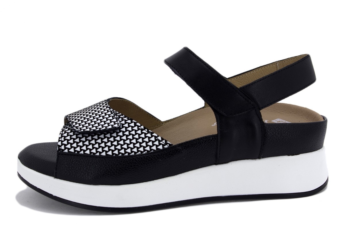 Sandalia Plantilla Extraíble Estampado Negro 230422