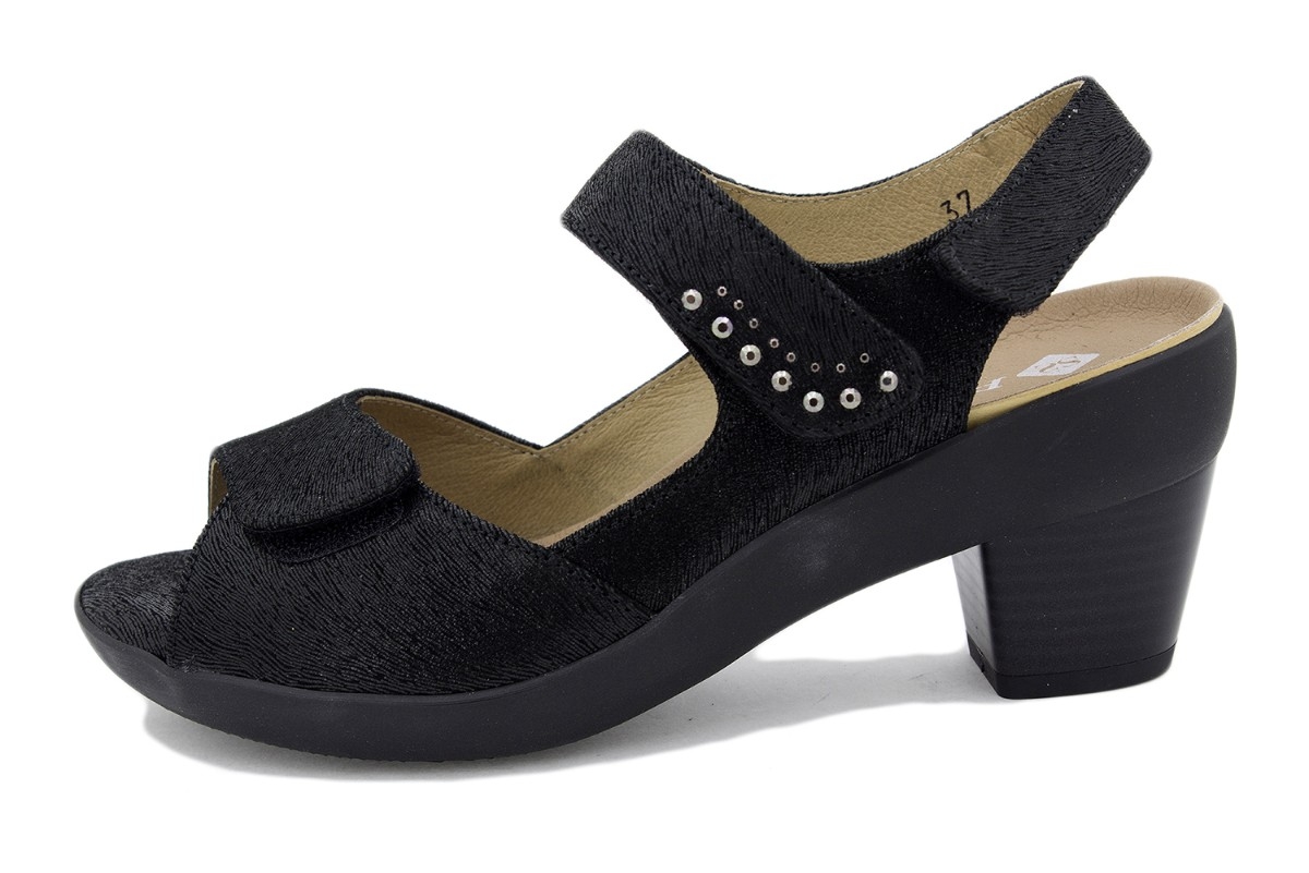 Sandalia Plantilla Extraíble Ante Metal Negro 230446