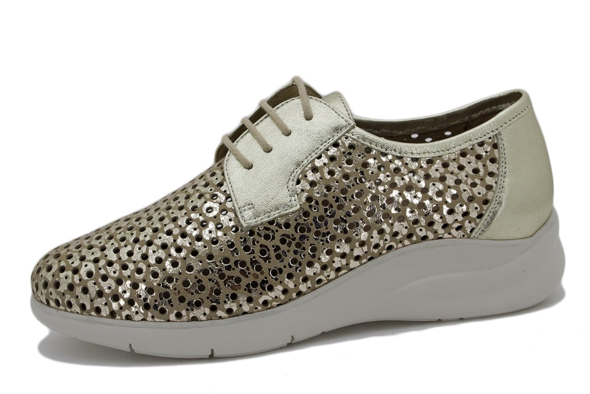 Zapato Cordón Ante Metal Platino 230615