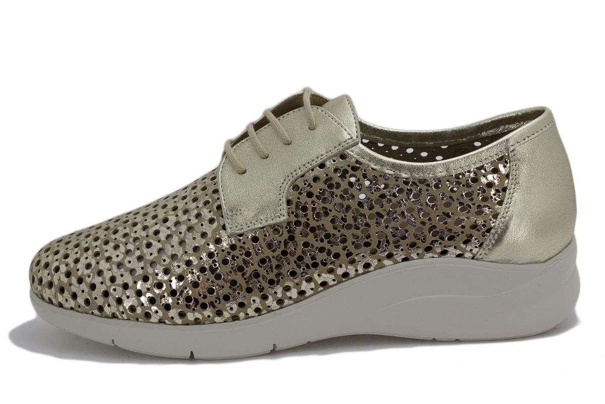 Zapato Cordón Ante Metal Platino 230615