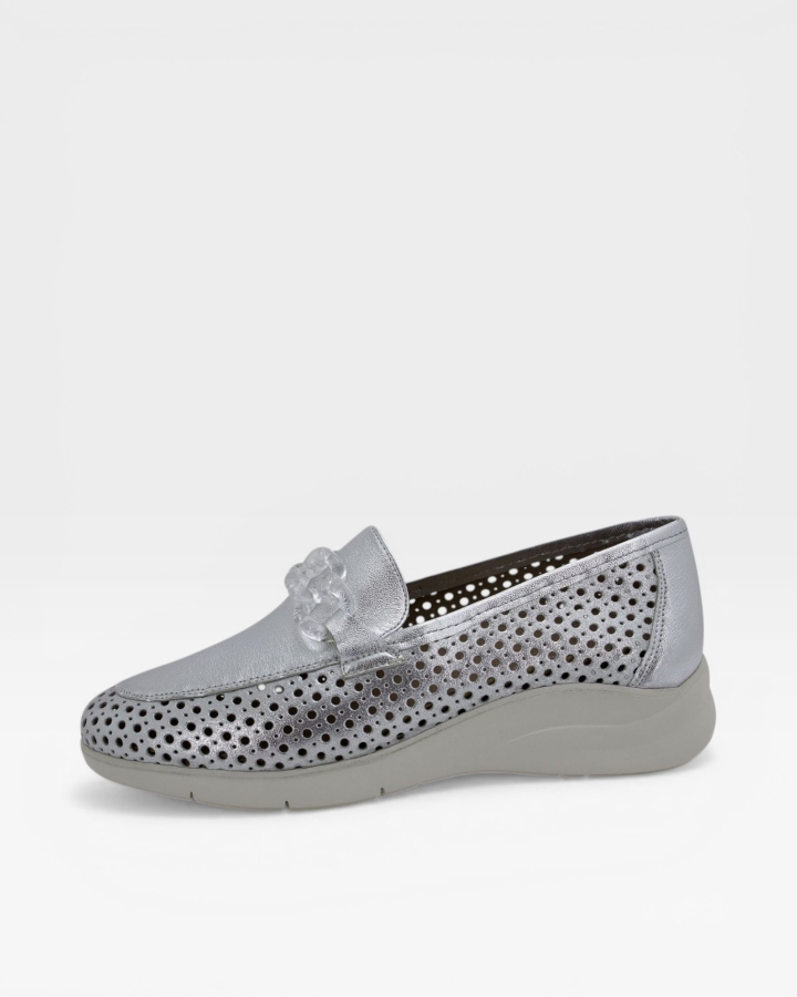 Mocasín Ante Metal Perla 230618