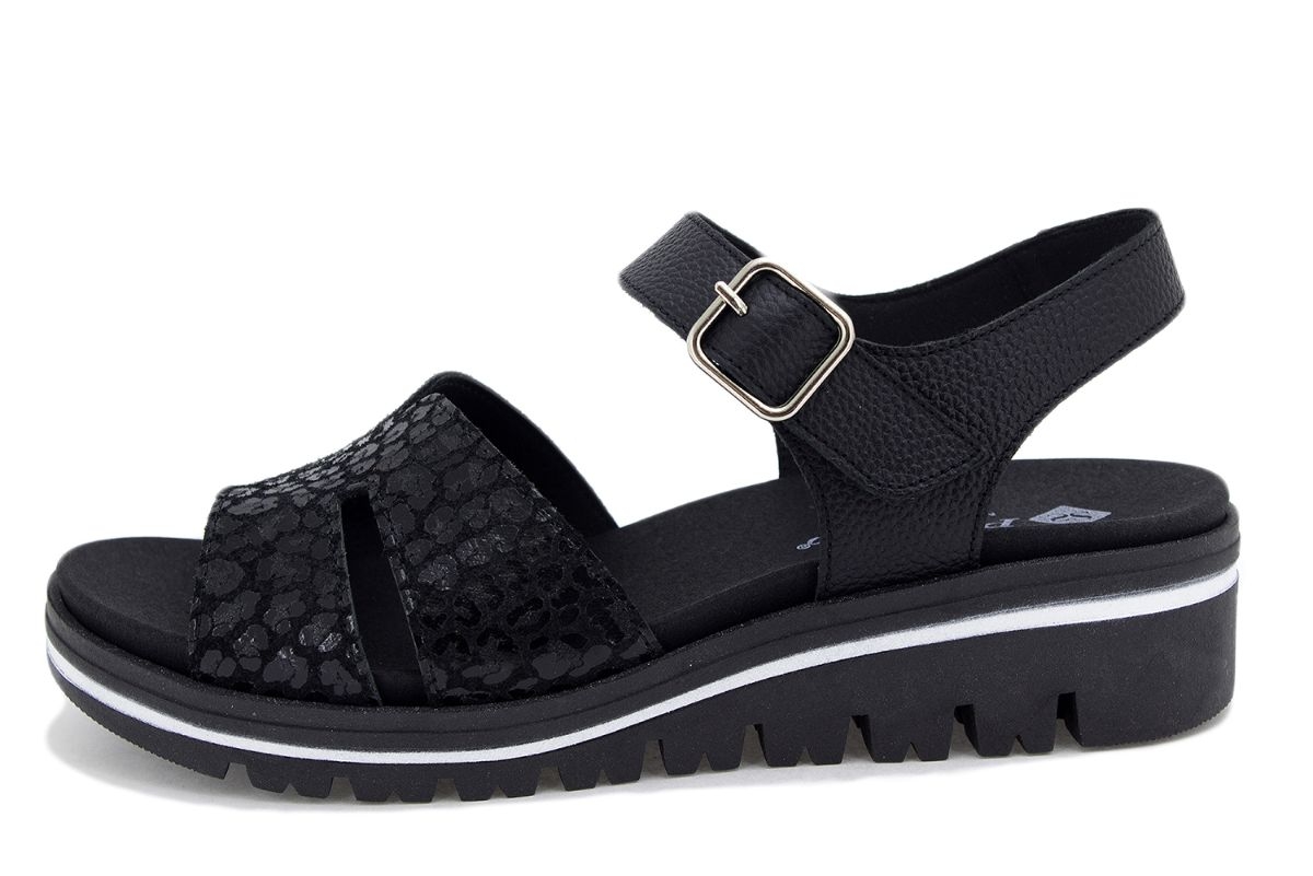 Sandalia Plantilla Extraíble Ante Metal Negro 230775