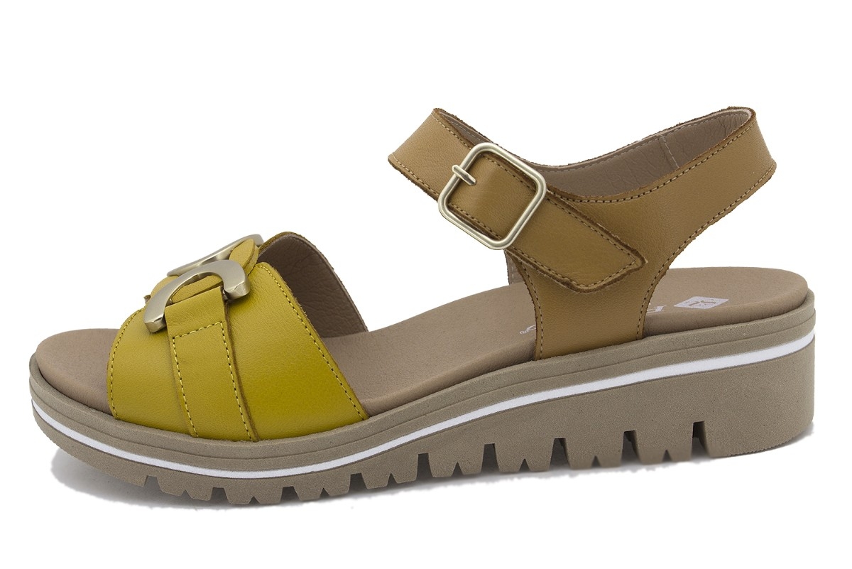 Sandalia Plantilla Extraíble Piel Curry 230786
