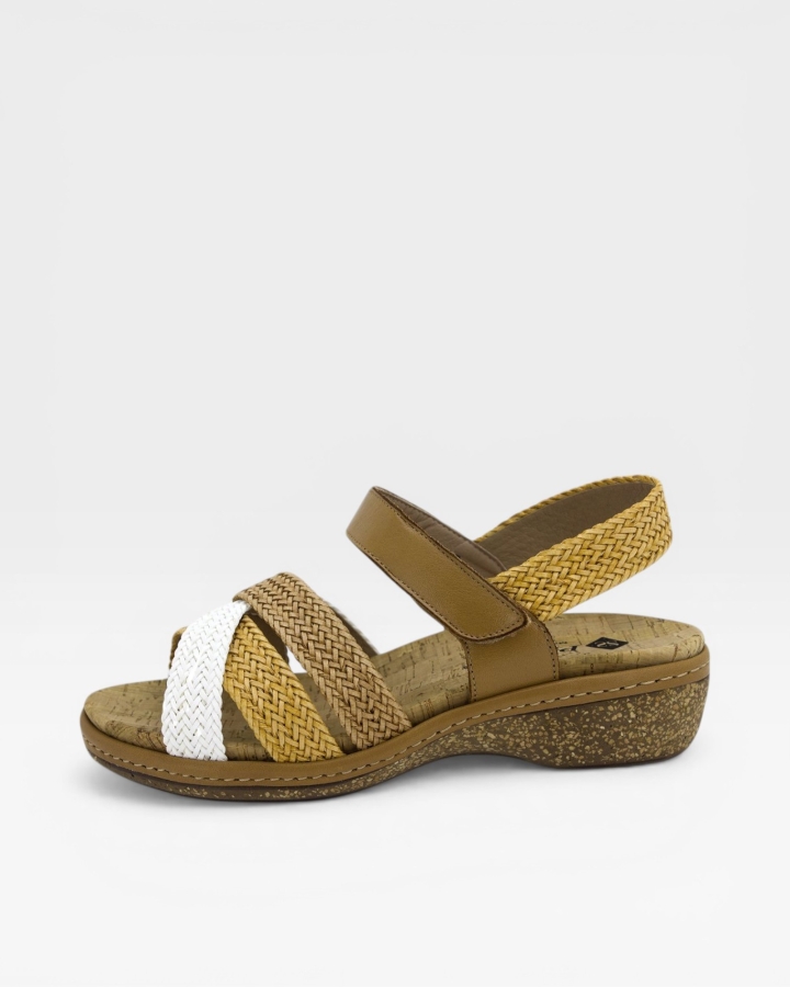 Sandalia Plantilla Extraíble Trenzado Blanco-Curry-Tan 230809