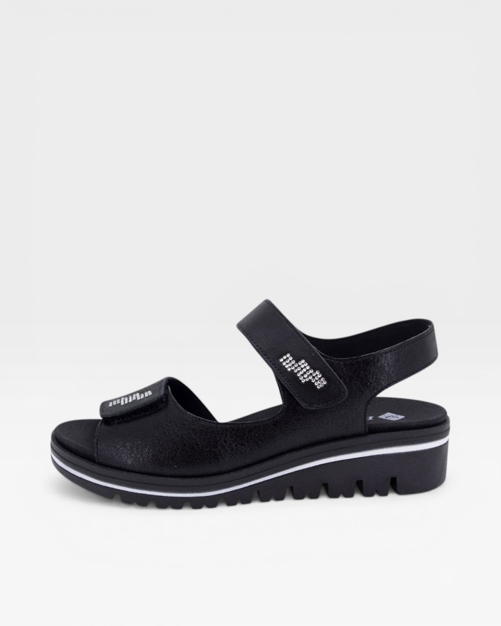 Sandalia Plantilla Extraíble Ante Metal Negro 230820