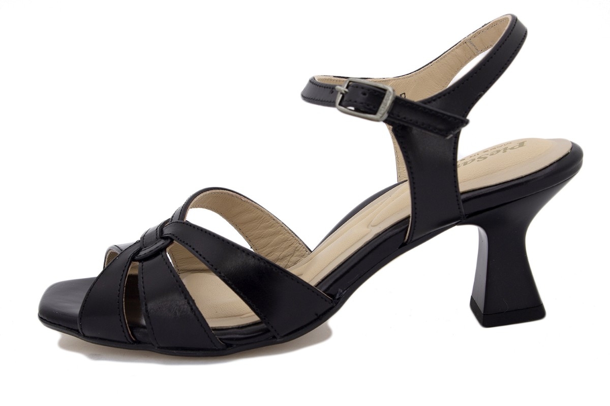 Sandalia Tacón Piel Negro 240257