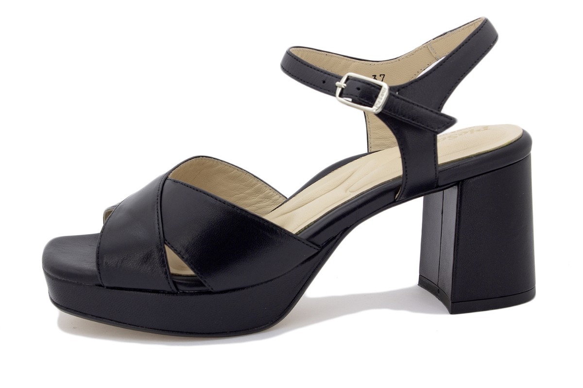 Sandalia Tacón Piel Negro 240275