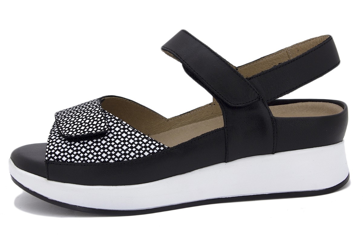 Sandalia Plantilla Extraíble Estampado Negro 240422