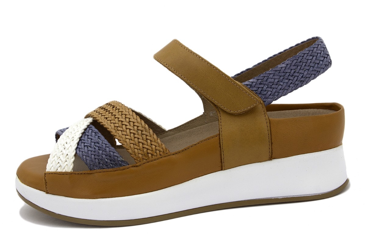 Sandalia Plantilla Extraíble Trenzado Blanco-Jeans-Tan 240425