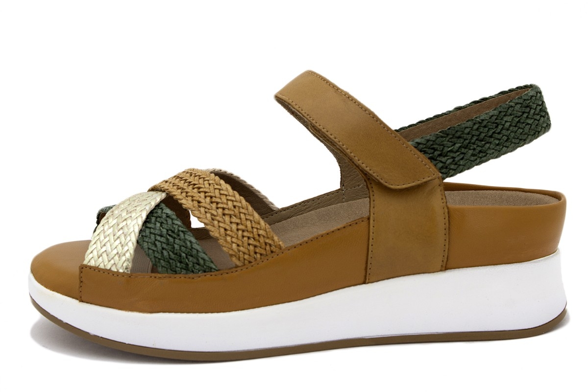 Sandalia Plantilla Extraíble Trenzado Plata-Verde-Tan 240425