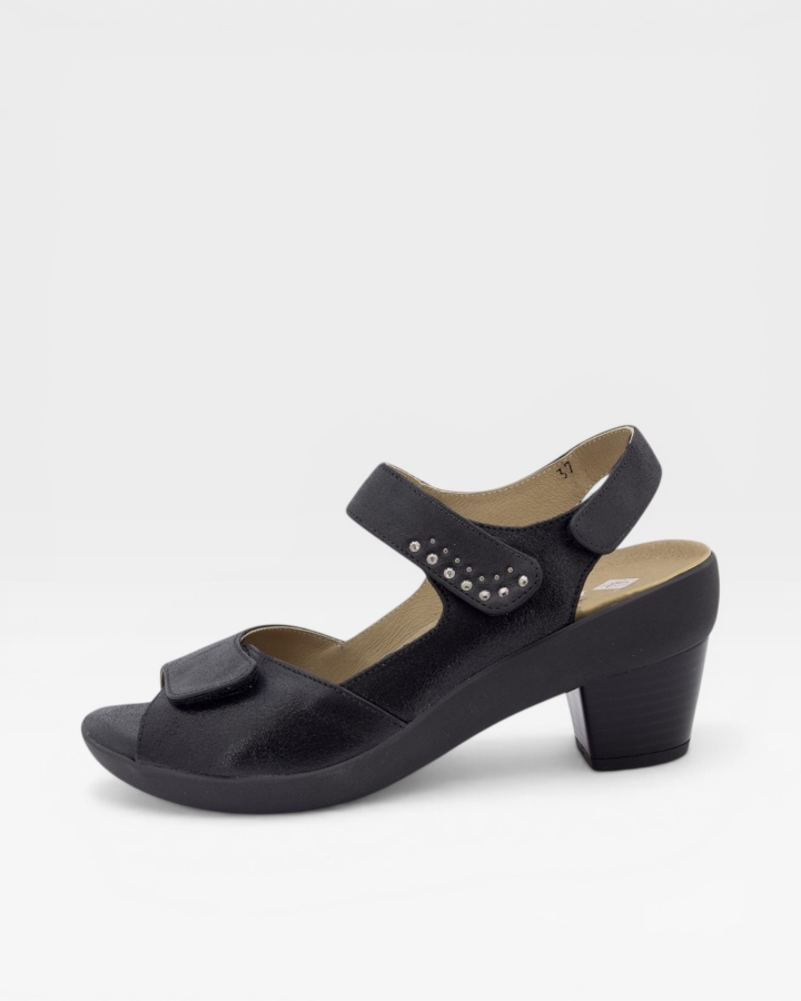 Sandalia Plantilla Extraíble Ante Metal Negro 240446