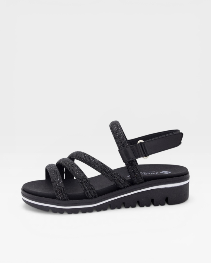 Sandalia Plantilla Extraíble Tubular Strass Negro 240771