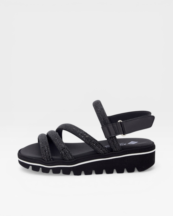 Sandalia Plantilla Extraíble Tubular Strass Negro 240771