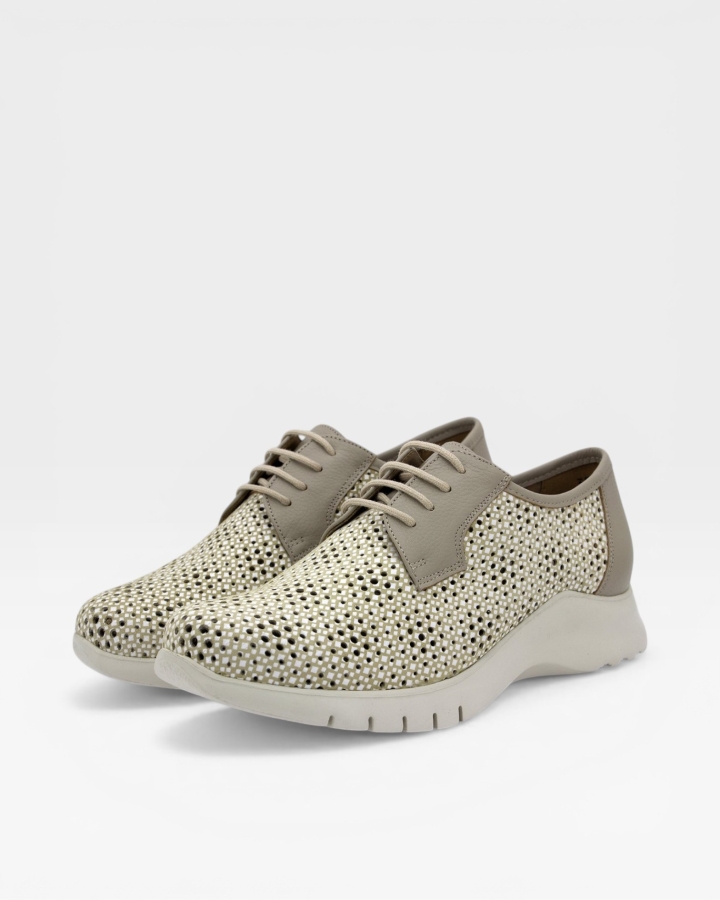 Zapato Cordón Estampado Beig 240715