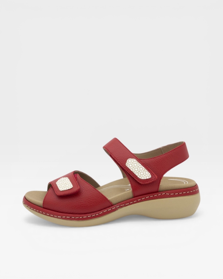 Sandalia Plantilla Extraíble Piel Rojo 240802