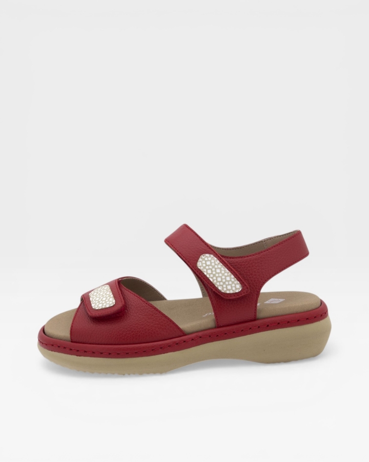 Sandalia Plantilla Extraíble Piel Rojo 240802
