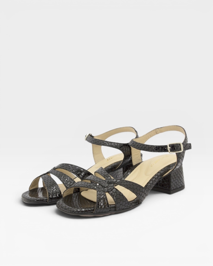 Sandalia Tacón Serpiente Negro 250277