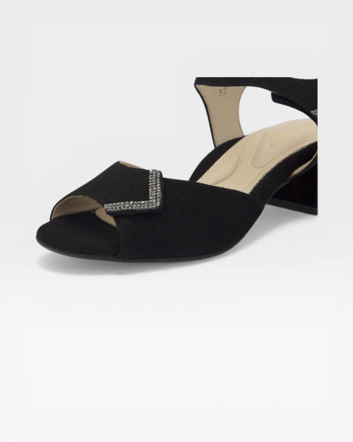 Sandalia Tacón Ante Negro 250288