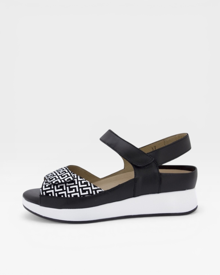 Sandalia Plantilla Extraíble Estampado Negro 250422