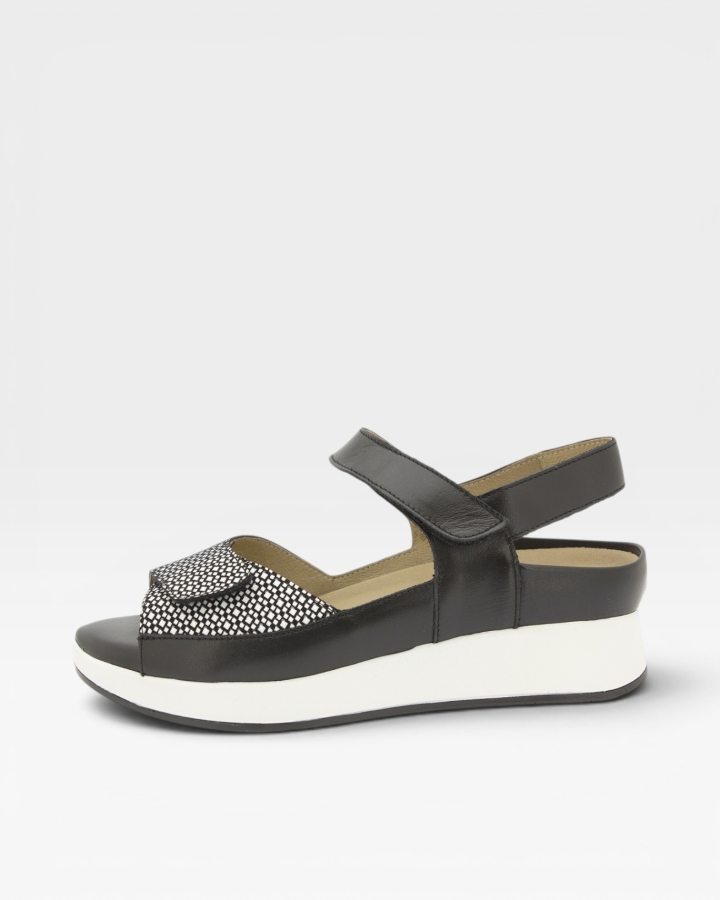 Sandalia Plantilla Extraíble Estampado Negro 250422