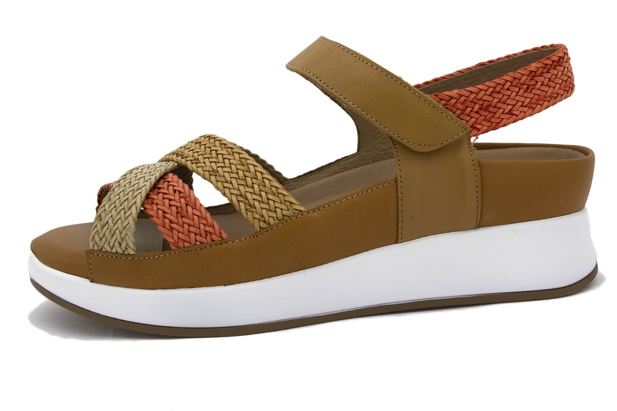 Sandalia Plantilla Extraíble Trenzado Vison-Naranja-Tan 250425