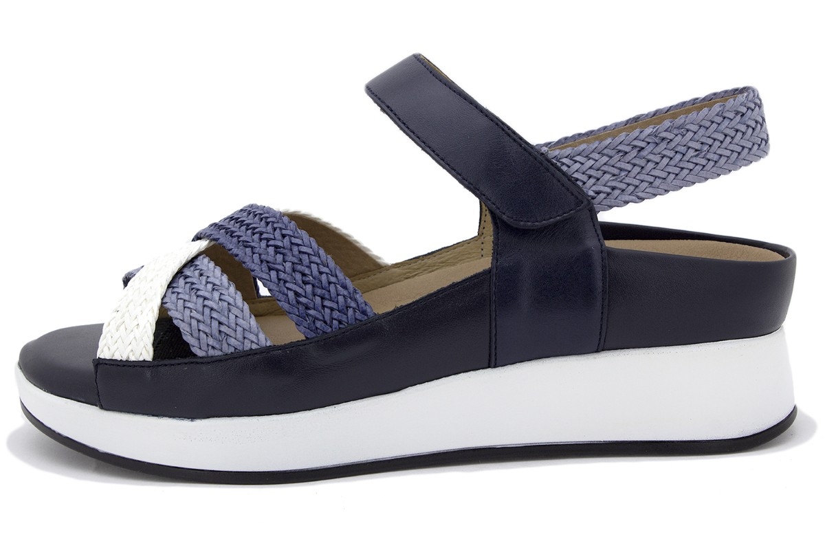 Sandalia Plantilla Extraíble Trenzado Blanco-Jeans-Azul 250425